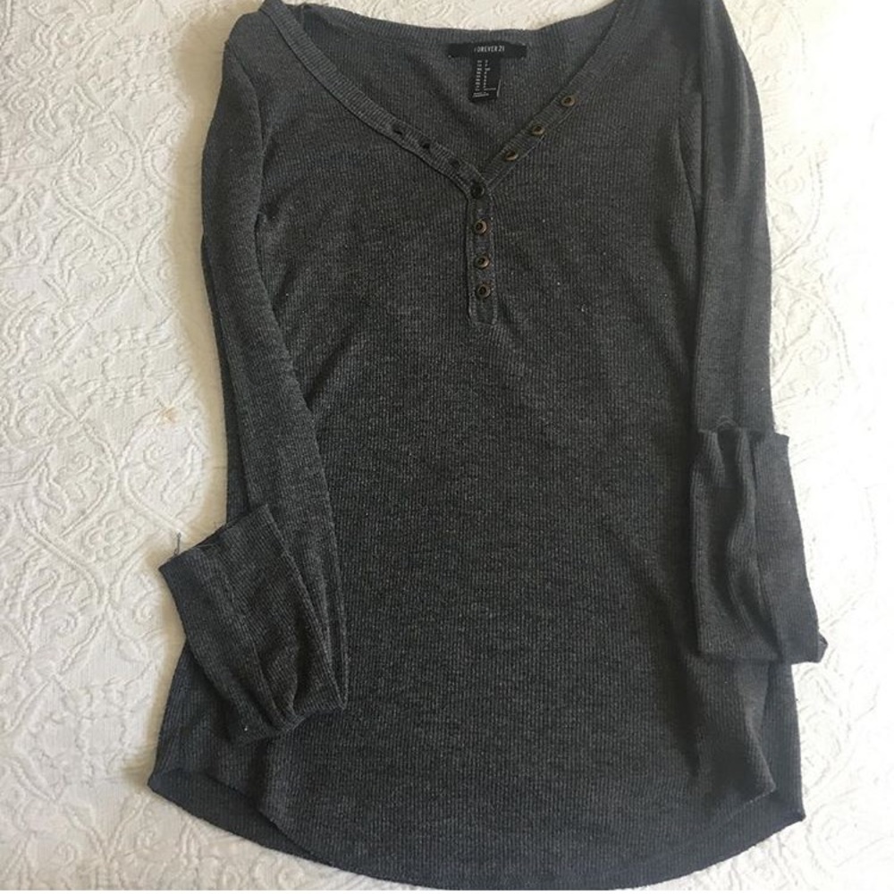 Lay back button down ribbed longsleeve